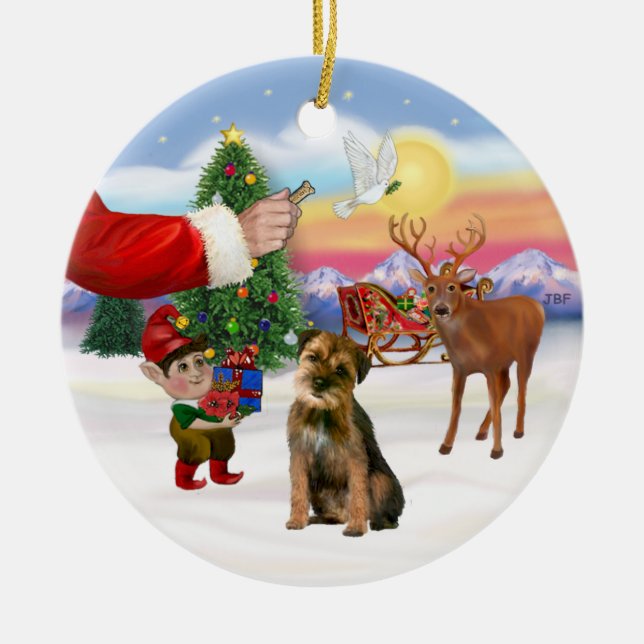 Ornamento De Cerâmica Recompensa para um Border Terrier (Frente)