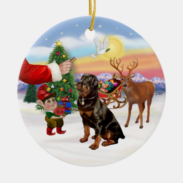 Ornamento De Cerâmica Recompensa para um Rottweiler (Frente)