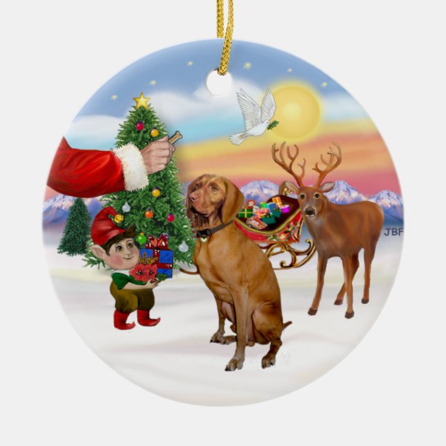Ornamento De Cerâmica Recompensa para um Vizsla (Frente)