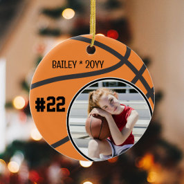 Ornamento De Cerâmica Recordação de Foto de Camisa de Basquete com Nome 