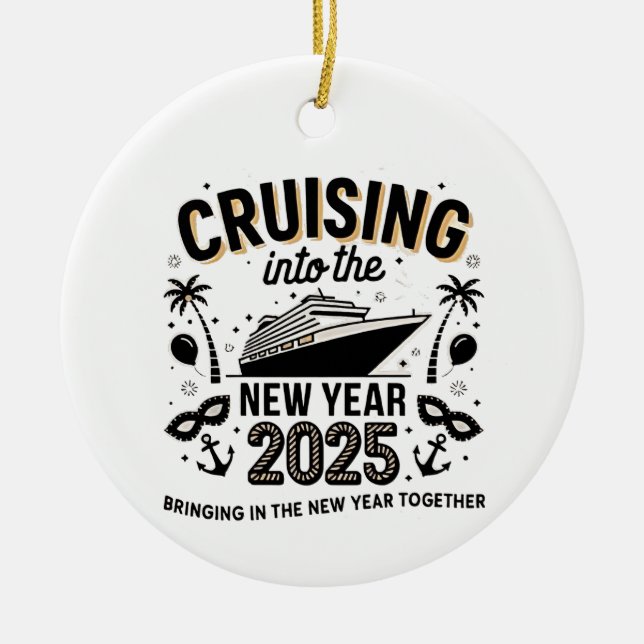 Ornamento De Cerâmica Recordações do Fazer Cruising 2025 Juntos Família (Frente)