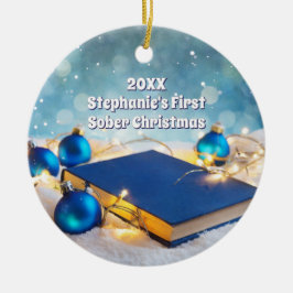 Ornamento De Cerâmica Recuperação de grandes livros e luzes de férias