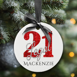 Ornamento De Cerâmica Red 21 e Legal | aniversário de 21 anos moderno pe