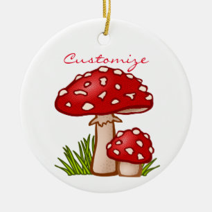 Ornamento De Cerâmica Red Amanita Mushroom Thunder_Cove