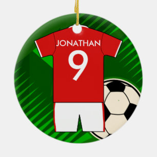 Ornamento De Cerâmica Red and White de Jersey Personalizados