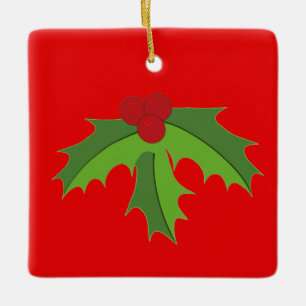 Ornamento De Cerâmica Red Berry Holly