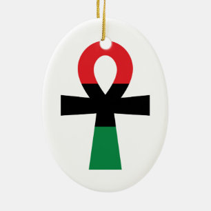 Ornamento De Cerâmica Red, Black & Green Ankh