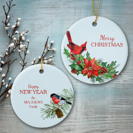 Ornamento De Cerâmica Red Cardinal Poinsettia