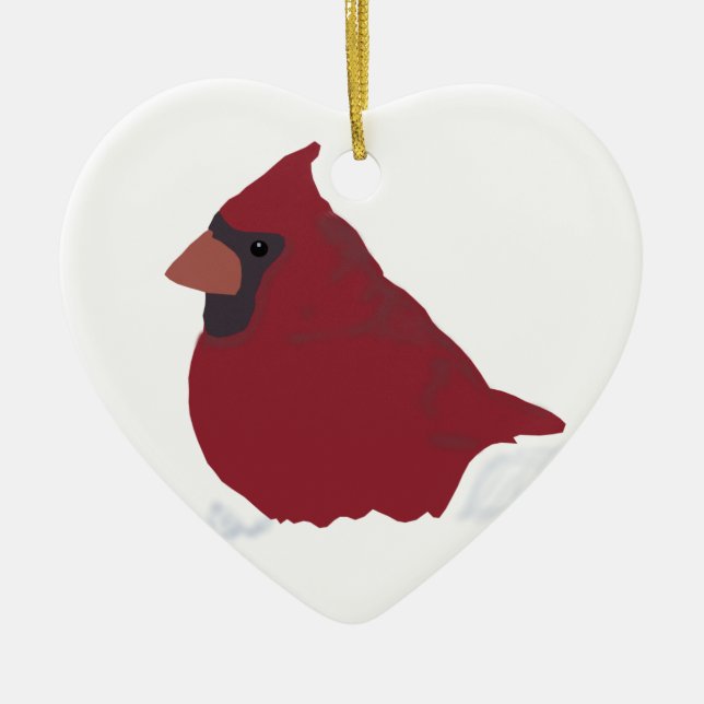 Ornamento De Cerâmica Red Cardinal Winter Snow (Frente)