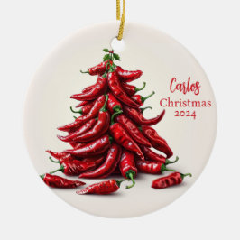 Ornamento De Cerâmica Red Chili Peppers Ornament de Árvore de Natal