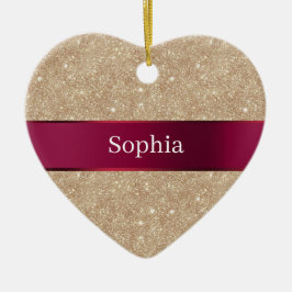 Ornamento De Cerâmica Red Cream Leopard Animal Print Christmas