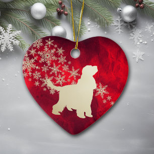 Ornamento De Cerâmica Red Dourado Snowflake Inglês Cocker Spaniel