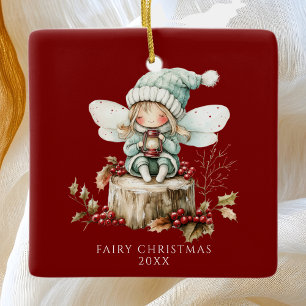 Ornamento De Cerâmica Red Fairy Felry Christmas