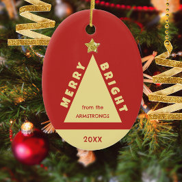 Ornamento De Cerâmica Red Family Photo Minimalist Keepsake