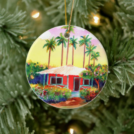 Ornamento De Cerâmica Red Felry Christmas Mele Kalikimaka Cottage