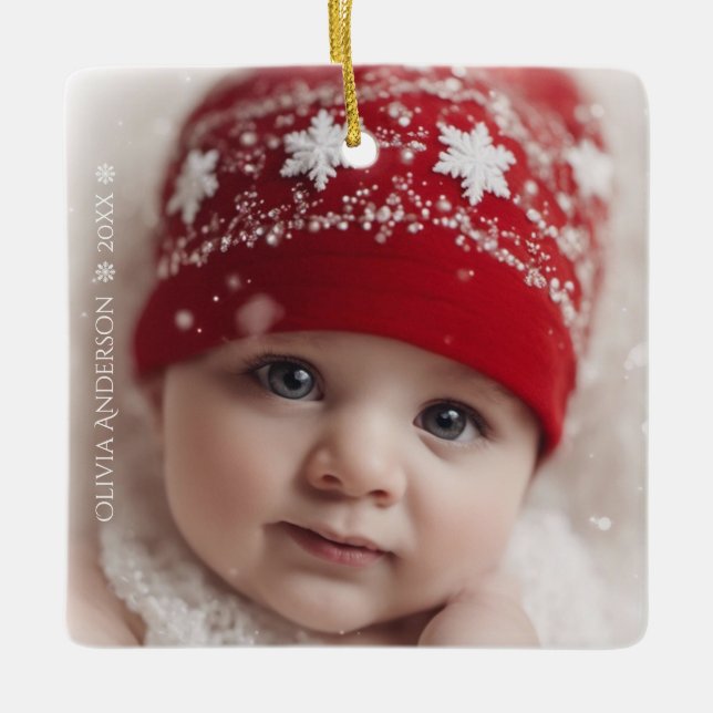 Ornamento De Cerâmica Red Floral Christmas Wreath – Elegant Holiday (Frente)