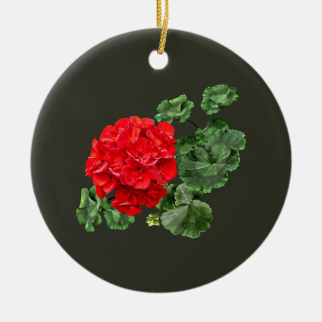 Ornamento De Cerâmica Red Geranium brilhante (Frente)