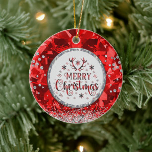 Ornamento De Cerâmica Red Gorgegeald Merry Christmas Cerâmica Ou