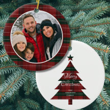 Red Green Plaid Photo Christmas Tree