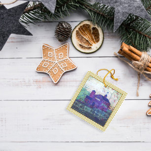 Ornamento De Cerâmica Red Hay Barn Ephemera