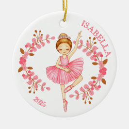 Ornamento De Cerâmica Red-Head Ballerina in Pink 