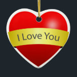 Ornamento De Cerâmica Red Heart with Love You Sign<br><div class="desc">Red Heart with Love You Sign</div>