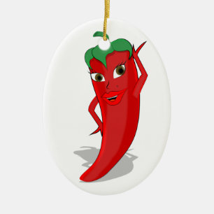 Ornamento De Cerâmica Red Hot Pepper Diva