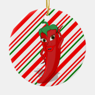 Ornamento De Cerâmica Red Hot Pepper Diva Candy Cane