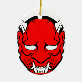 Ornamento De Cerâmica Red Japan Hannya Mask