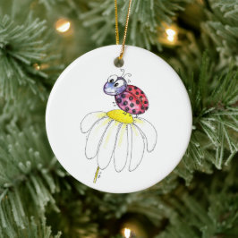 Ornamento De Cerâmica Red Ladybug branco-branco