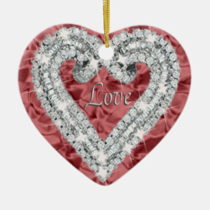 Ornamento De Cerâmica Red Love Diamond Heart Ornament