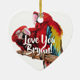 Ornamento De Cerâmica Red Macaw Art Love You Significa Decoração De Nome