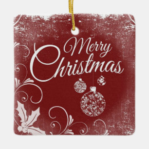 Ornamento De Cerâmica Red Merry Christmas