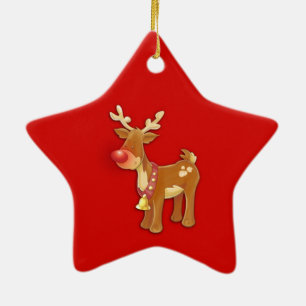 Ornamento De Cerâmica Red Nose Reindeer