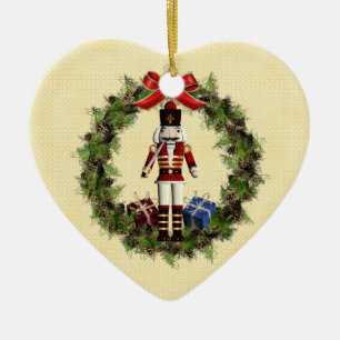 Ornamento De Cerâmica Red Nutcracker Wreath Hearnament