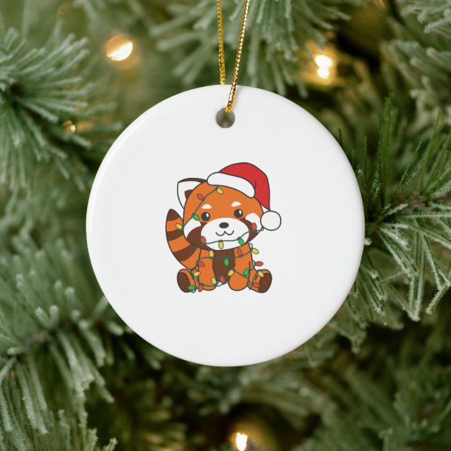 Ornamento De Cerâmica Red Panda Christmas Animais de inverno Red Pandas (Árvore)