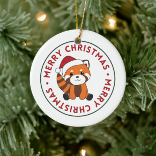 Ornamento De Cerâmica Red Panda Christmas Snow Animais de inverno Pandas