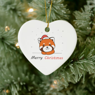 Ornamento De Cerâmica Red Panda Christmas Snow Winter Animais Pandas