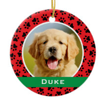 Red Pet Paw Imprime o Nome Personalizado do Cão Fo