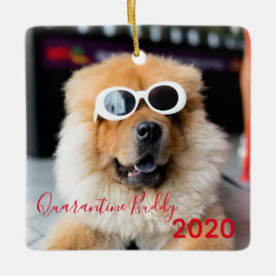 Ornamento De Cerâmica Red Quarantine Buddy Merry Pawsmas Dog Christmas