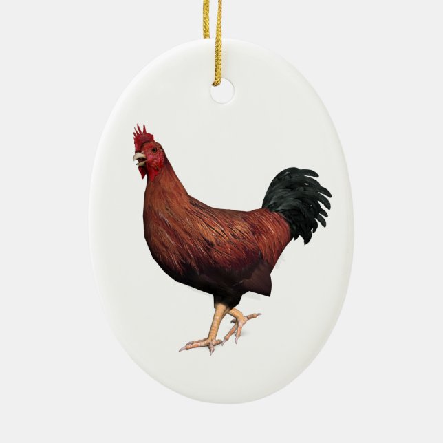 Ornamento De Cerâmica Red Rooster (Verso)