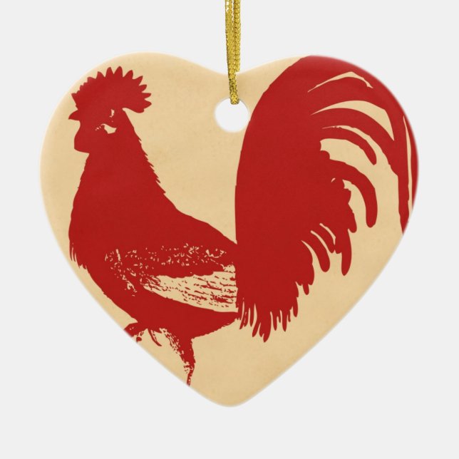 Ornamento De Cerâmica Red Rooster (Frente)