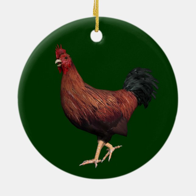 Ornamento De Cerâmica Red Rooster (Traseira)