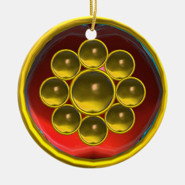 ORNAMENTO DE CERÂMICA RED RUBY,AMARELO TOPAZ GEMSTONE MON (Frente)