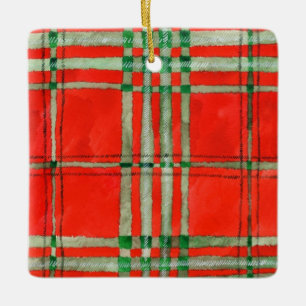 Ornamento De Cerâmica RED SCOTT TARTAN Cerâmica Ornamento Quadrado