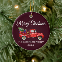 Red Truck Tree presentes Feliz Natal Burgundy