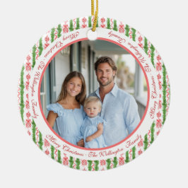 Ornamento De Cerâmica Red & White Chinoiserie Garland Grandmillennial