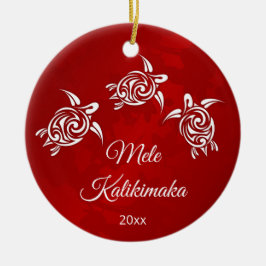 Ornamento De Cerâmica Red White Mele Kalikimaka Natal