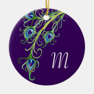 Ornamento De Cerâmica Redemoinho das penas do pavão do estilo de Nouvea