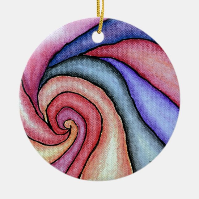 Ornamento De Cerâmica Redemoinho de Aquarela (Frente)